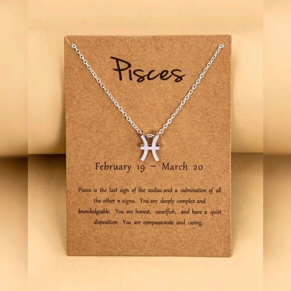 Pisces Zodiac Sign Charm Necklace Silver Tone NWT - Picture 1 of 3